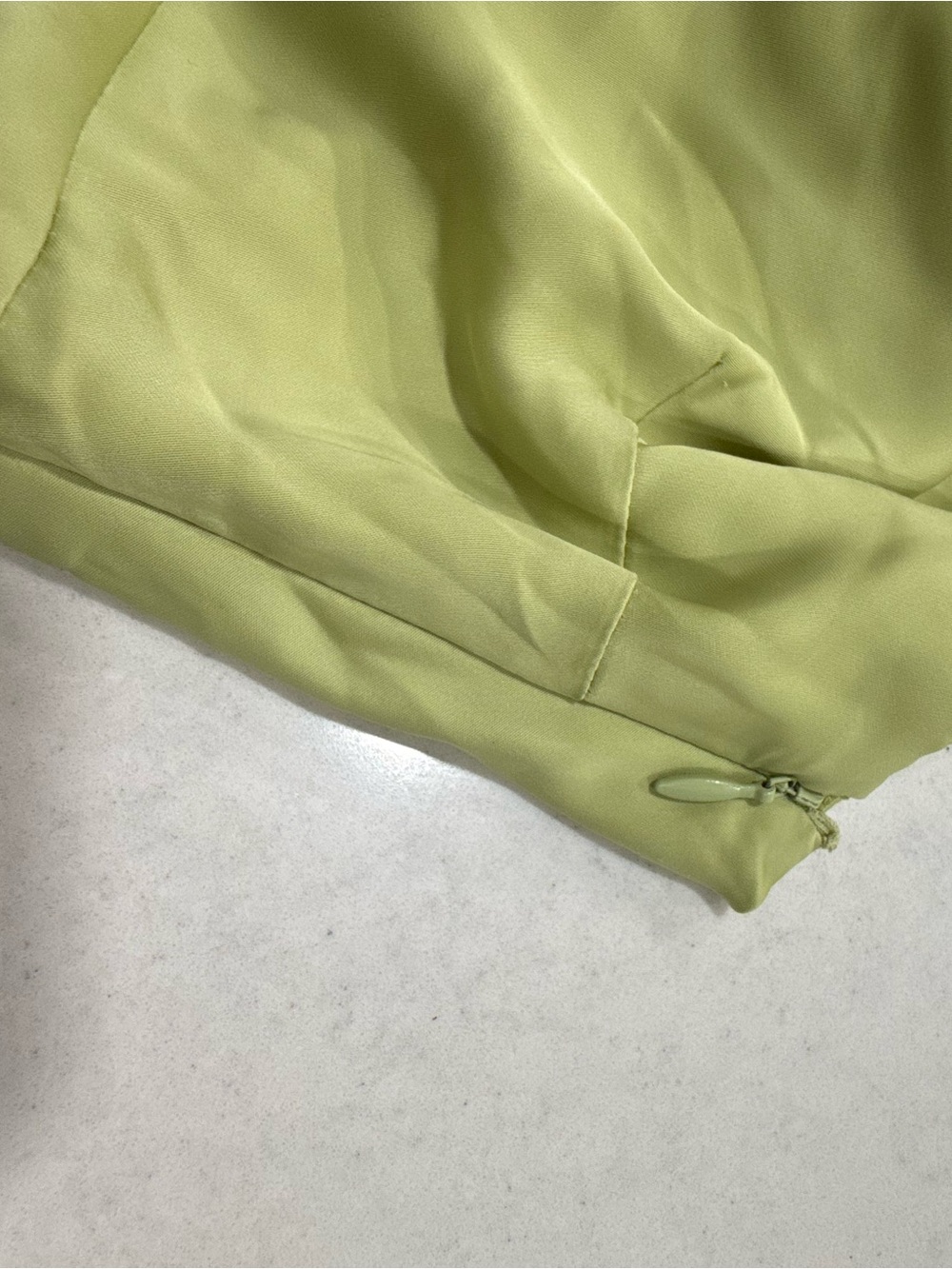 Meshki Light Green Maxi Dress Satin Ruffle Straps Sweatheart Neckline Size M - Picture 5 of 7